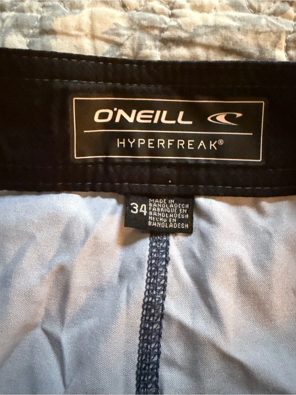 NWT O’Neill Men's 34 Navy, Light Blue, Yellow Striped Swim Boardshorts